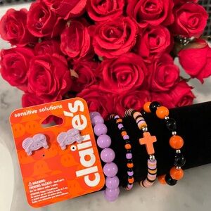 Claire's Halloween Kids Bracelet Set - Purple and Orange